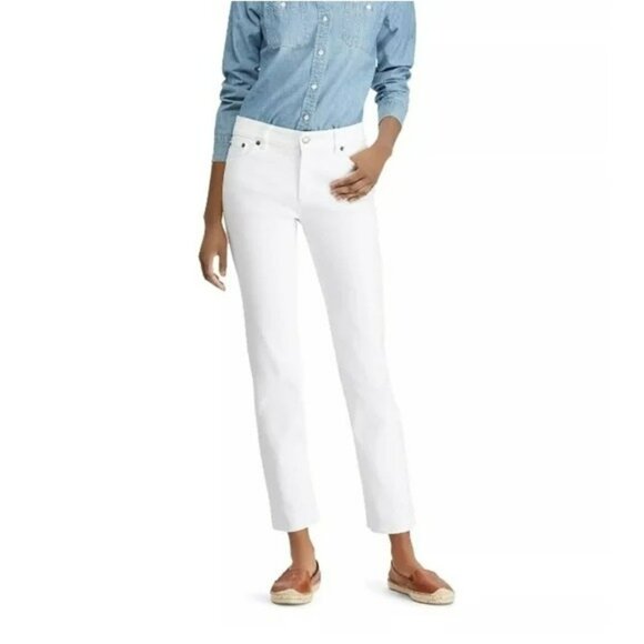 Lauren Ralph Lauren Womens 10 Straight Leg White Jeans - Picture 1 of 12